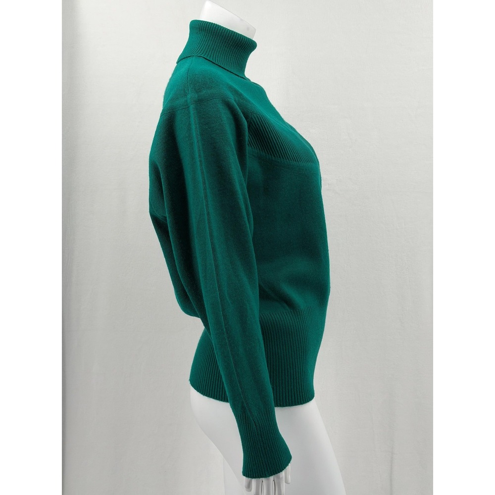 Vintage Meister Sweater Womens Medium Jade Green‎ Knit Turtleneck Wool Blend 80s - Picture 3 of 9